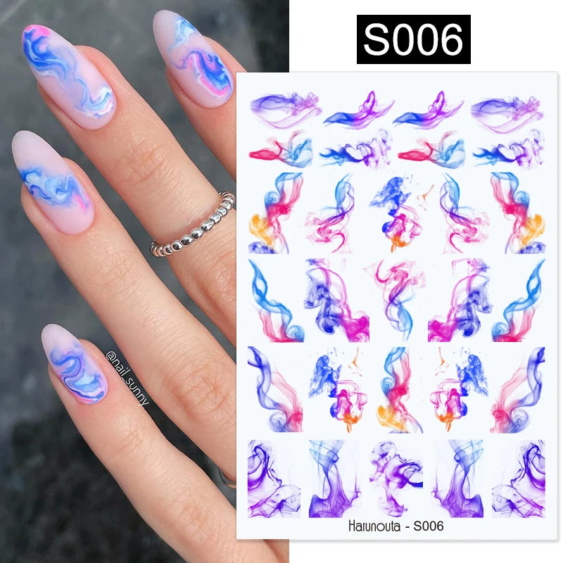 3D Marble Flow Nail Stickers