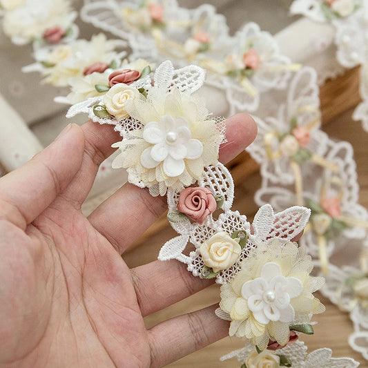 1 Yard White 3D Flower Butterfly Lace