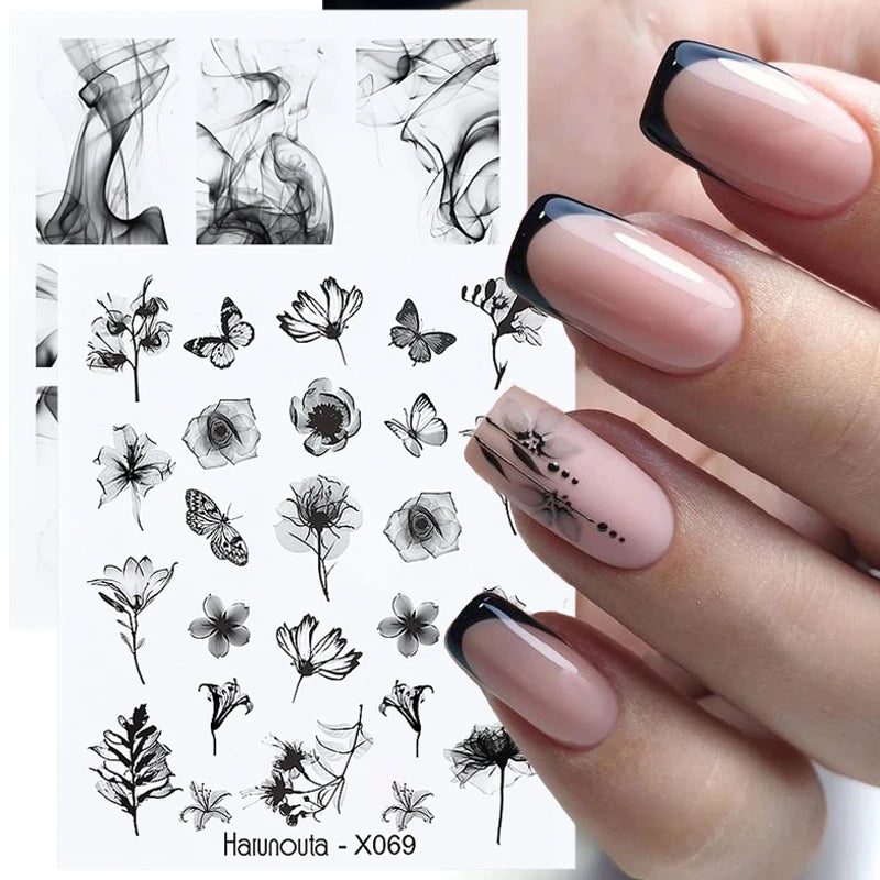 Beautiful Painted Flower Nail Decals