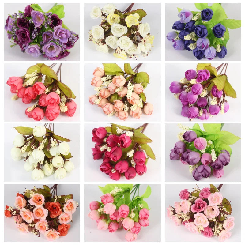 15 Heads/Bouquet Small Artificial Rose Buds