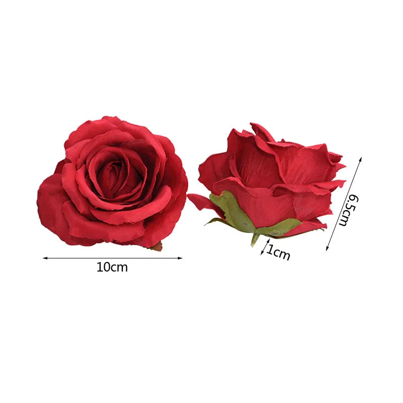 Huge 10cm Head Silk Rose Flowers - 10pcs