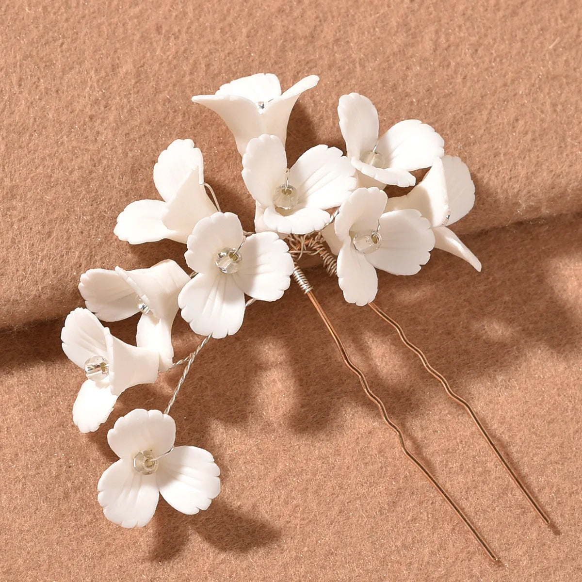 White Flower Hairpins