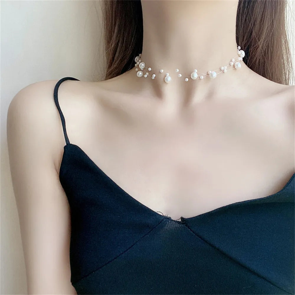 Elegant Multilayer Pearl Choker Necklace