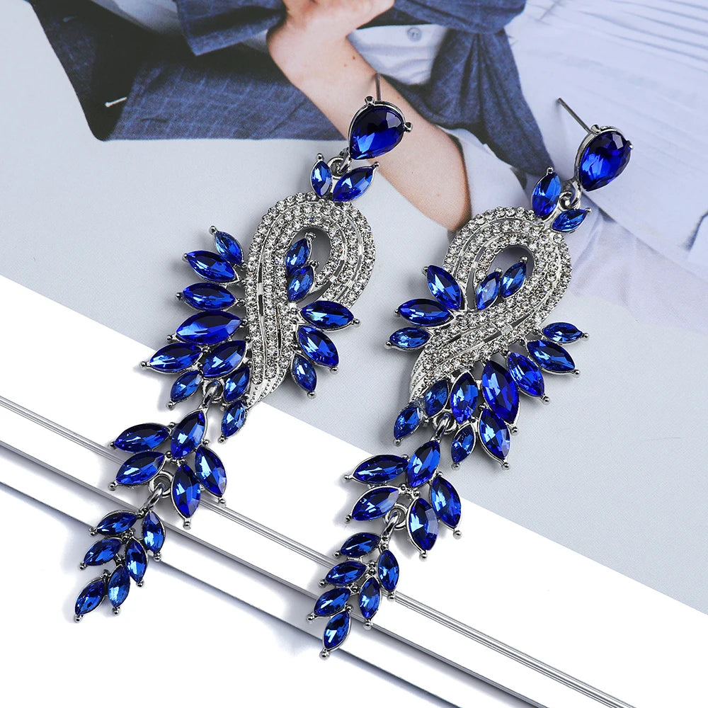 Elegant Design Crystal Leaves Earrings