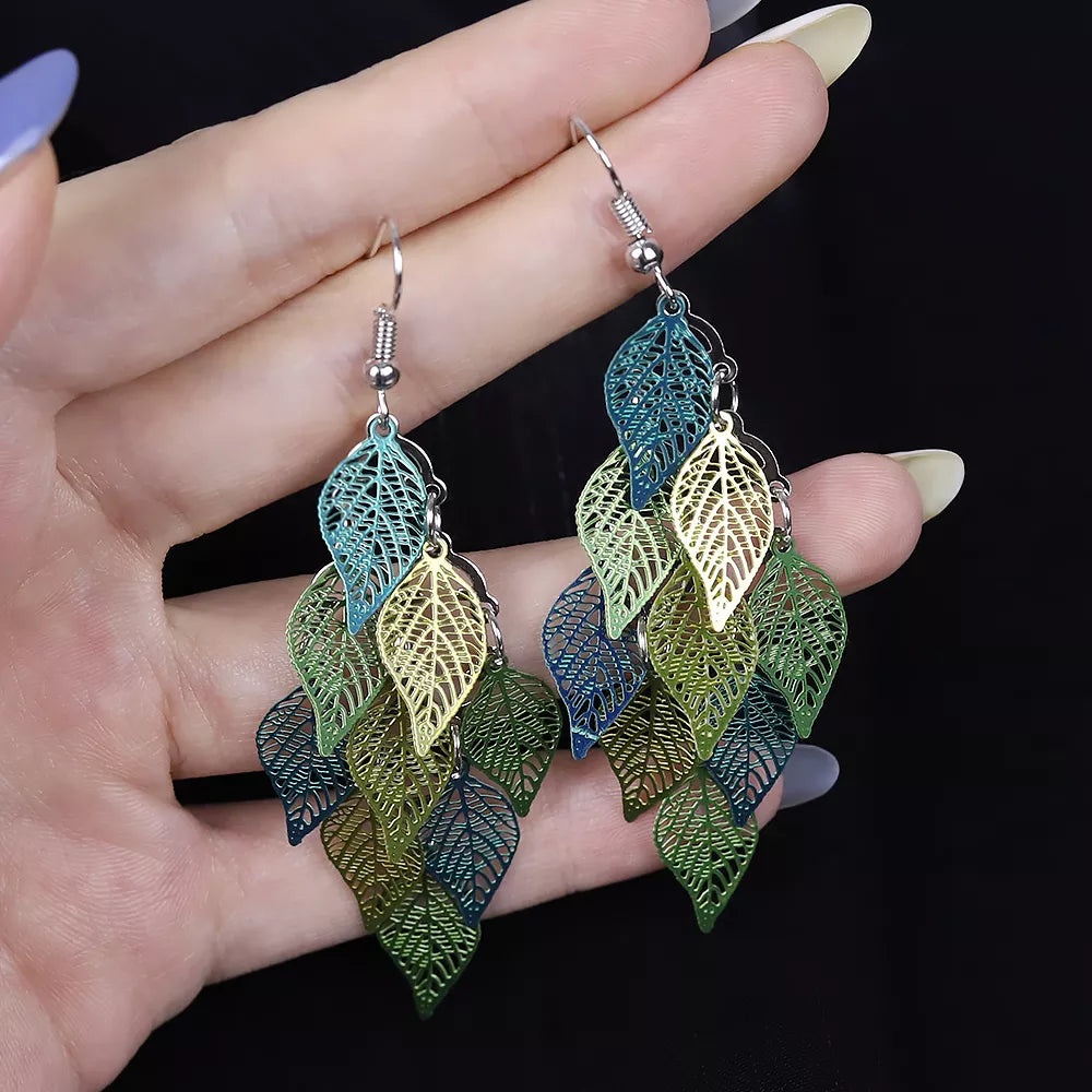 Bohemian Style Leaf Drop Earrings