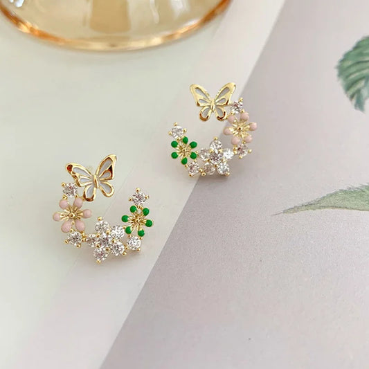 Exquisite Flower Butterfly Earrings