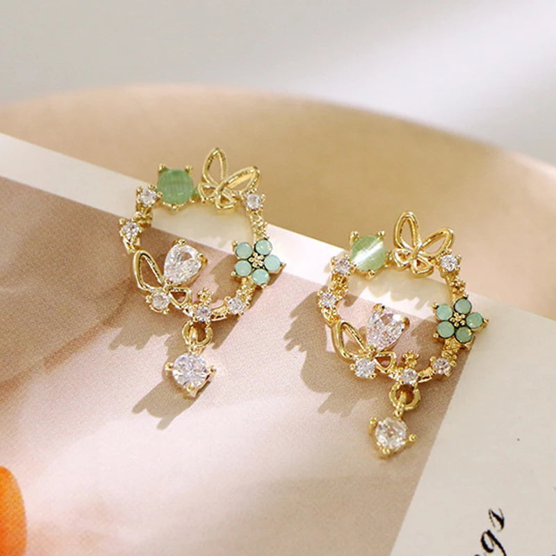 Exquisite Flower Butterfly Earrings