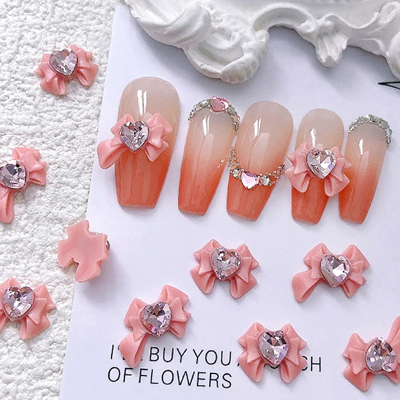 10pcs 3D Bow Nail Charms