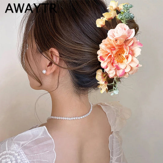 Oversized Faux Flower Hair Claw