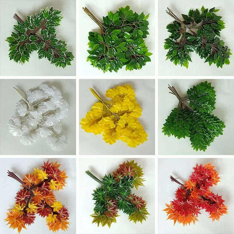 12pcs Vibrant Artificial Leaf Bundles