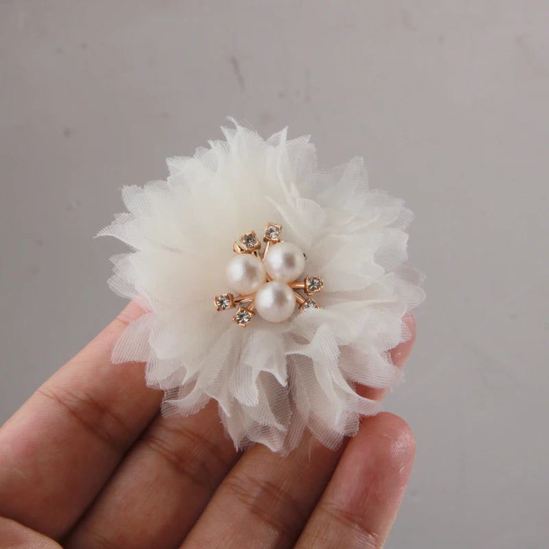 10PCS/Lot Beige Chiffon Artificial Flowers