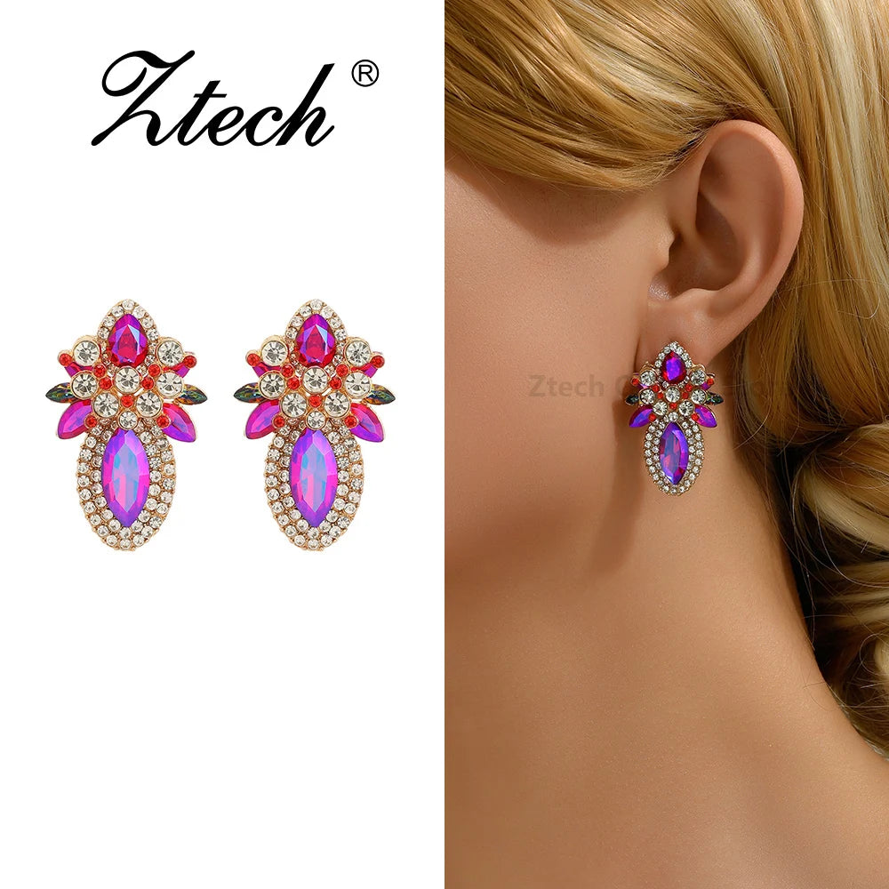 Colorful Crystal Multilayer Statement Earrings