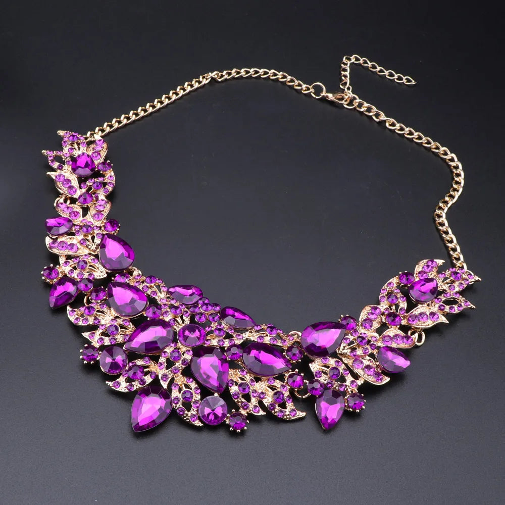 High Fashion Crystal Statement Necklace Set