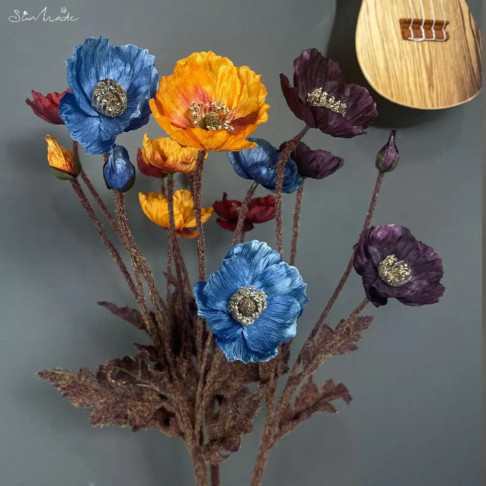 4 Heads Vintage Poppy Artificial Flower