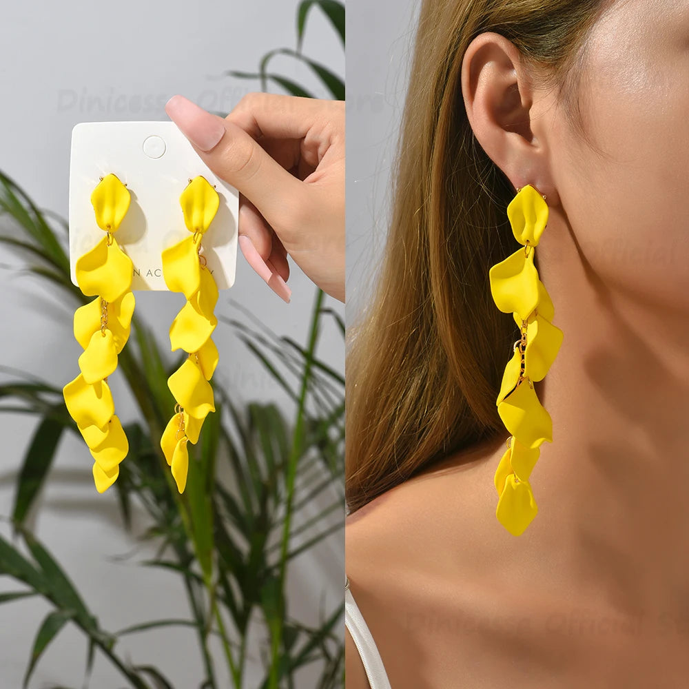 Acrylic Flower Petal Dangle Earrings