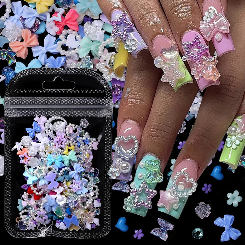 100PCS Mixed Designs 3D Acrylic Nail Art Kits