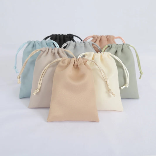 10pcs Pastel Colored Satin Silk Drawstring Gift Pouches