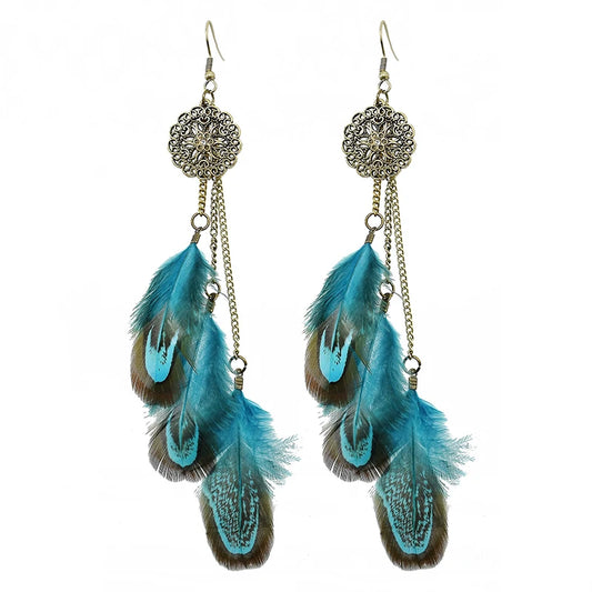 Tropical Bohemian Feather Earrings