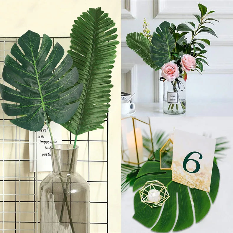 10 Pcs Artificial Tropical Palm Leaves