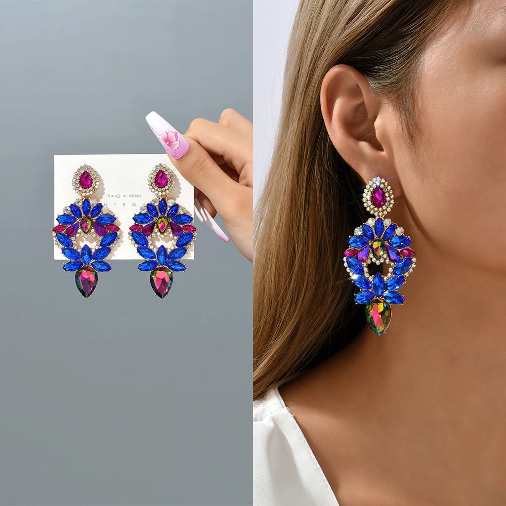 Colorful Crystal Teardrop Earrings