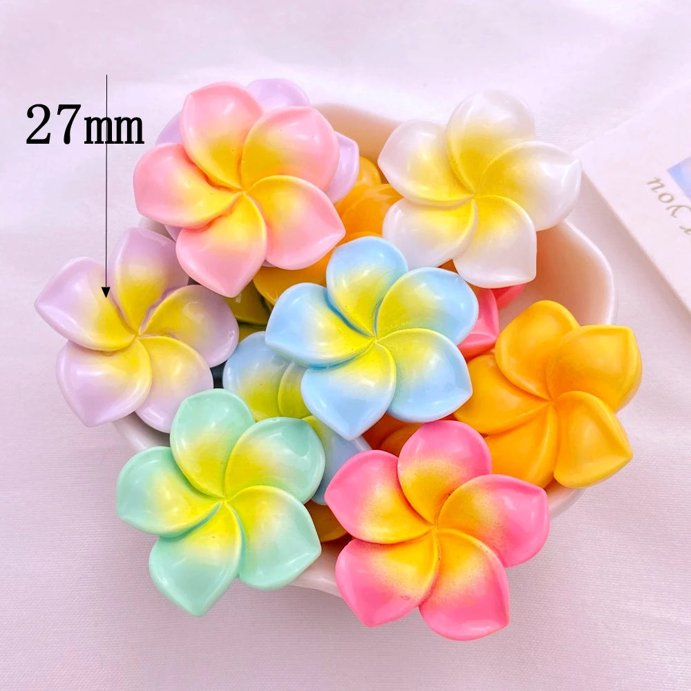 10Pcs Cute Resin Mini Plumeria Flowers