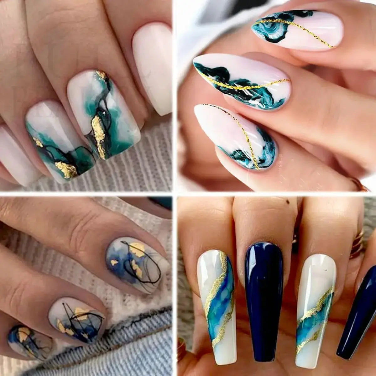 Luxurious Ocean Marble Flow Nail Stickers