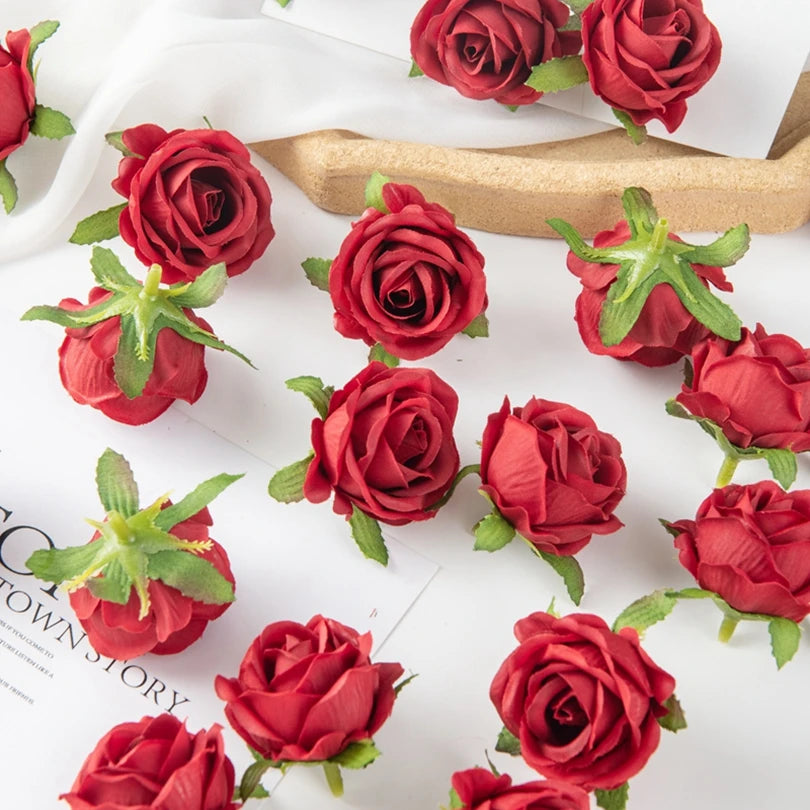 10Pcs Silk Artificial Rose Heads