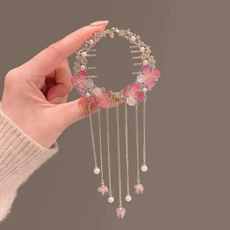 Pretty Rhinestone Tassel Hair Claw
