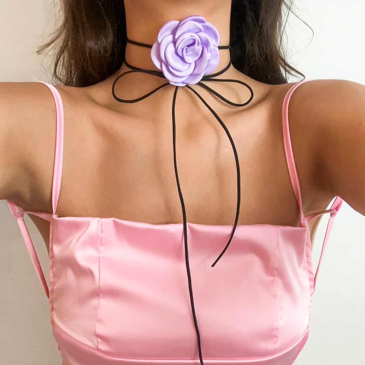 Elegant Rose Flower Choker Necklace