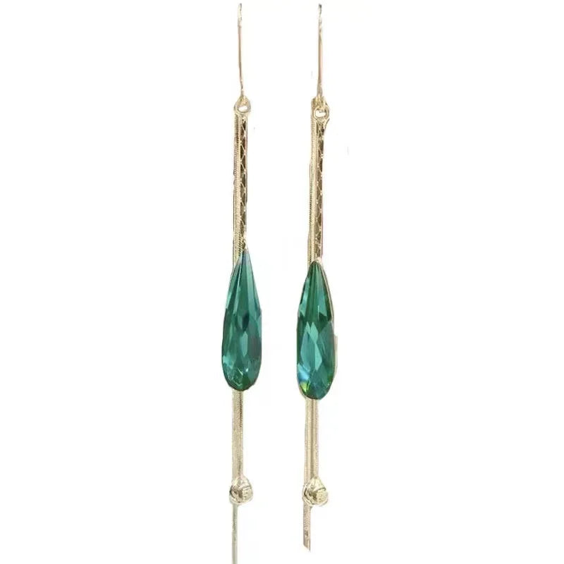 Long Crystal Drop Earrings