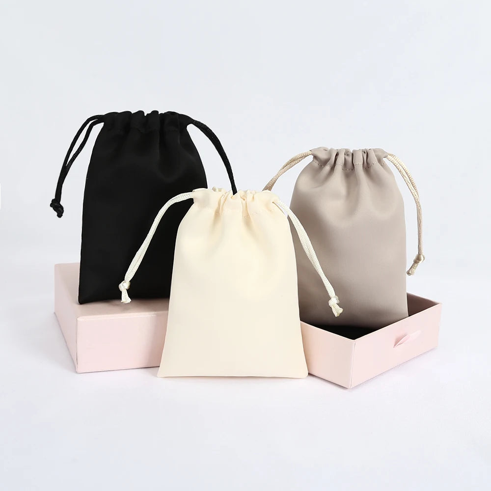 10pcs Pastel Colored Satin Silk Drawstring Gift Pouches