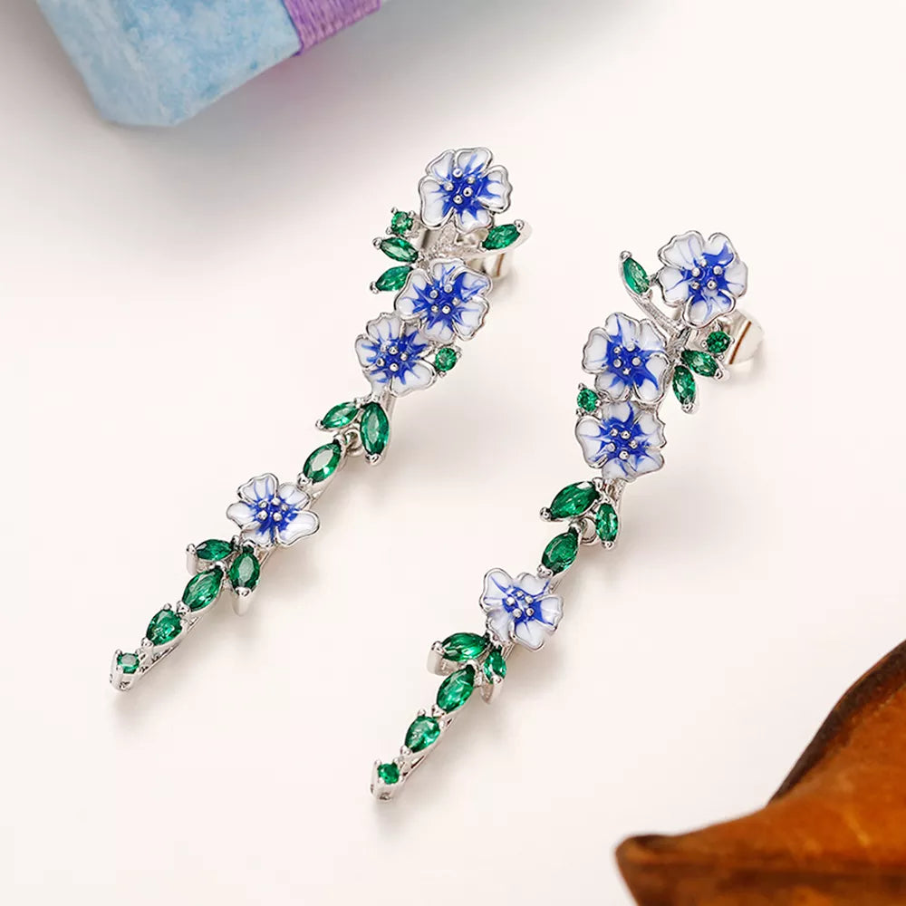 Vintage Enamel Flower Earrings