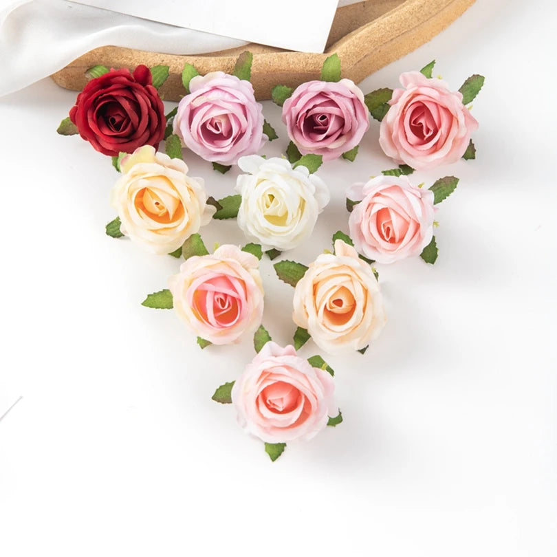 10Pcs Silk Artificial Rose Heads