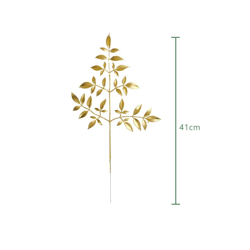 Metallic Golden Artificial Plant Leaves