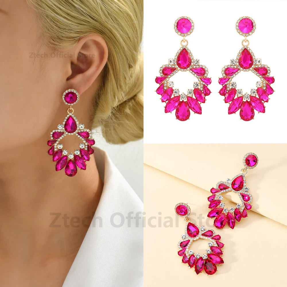 Luxury Colorful Crystal Drop Earrings