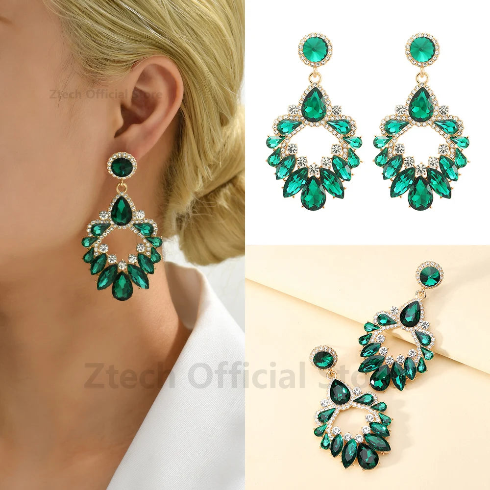 Luxury Colorful Crystal Drop Earrings