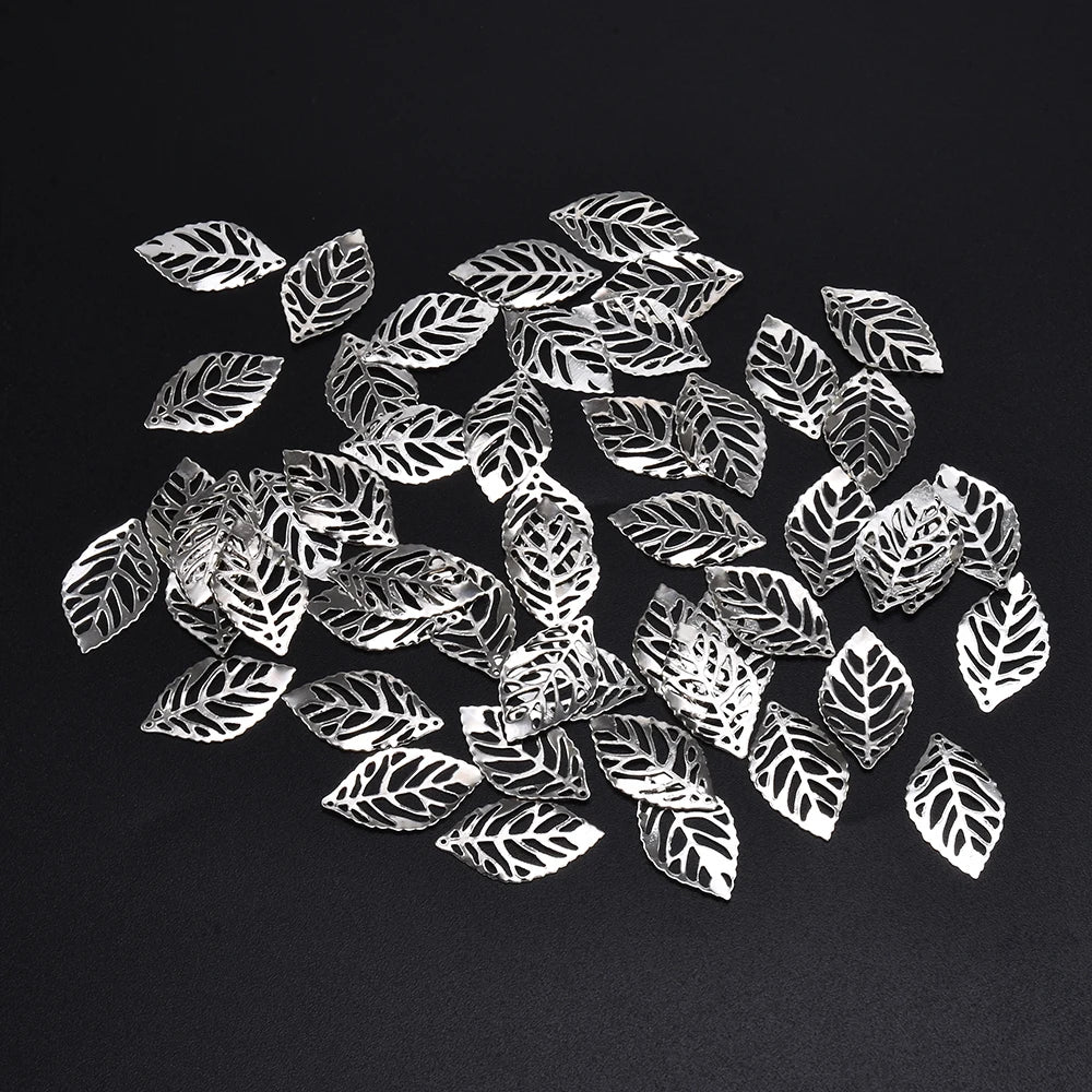 50Pcs Filigree Metal  Leaves