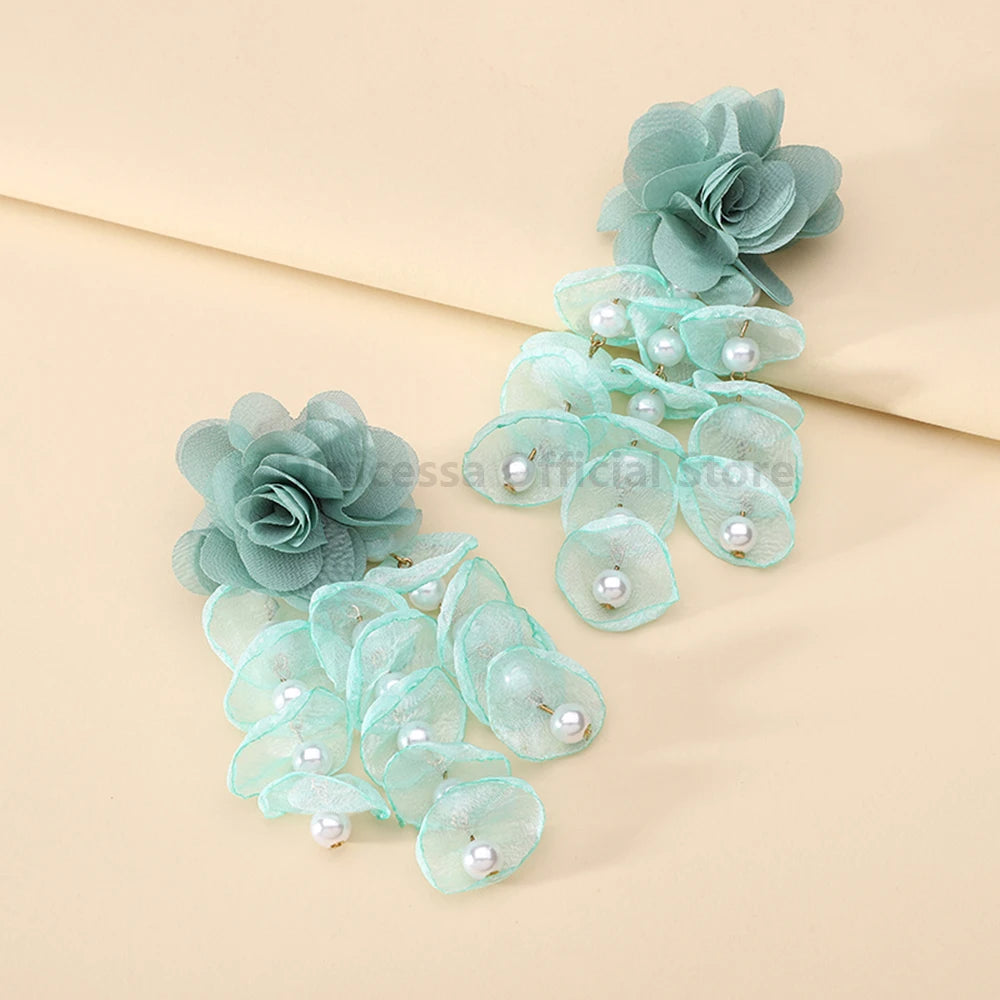 Elegant Fashion Fabric Flower Earrings