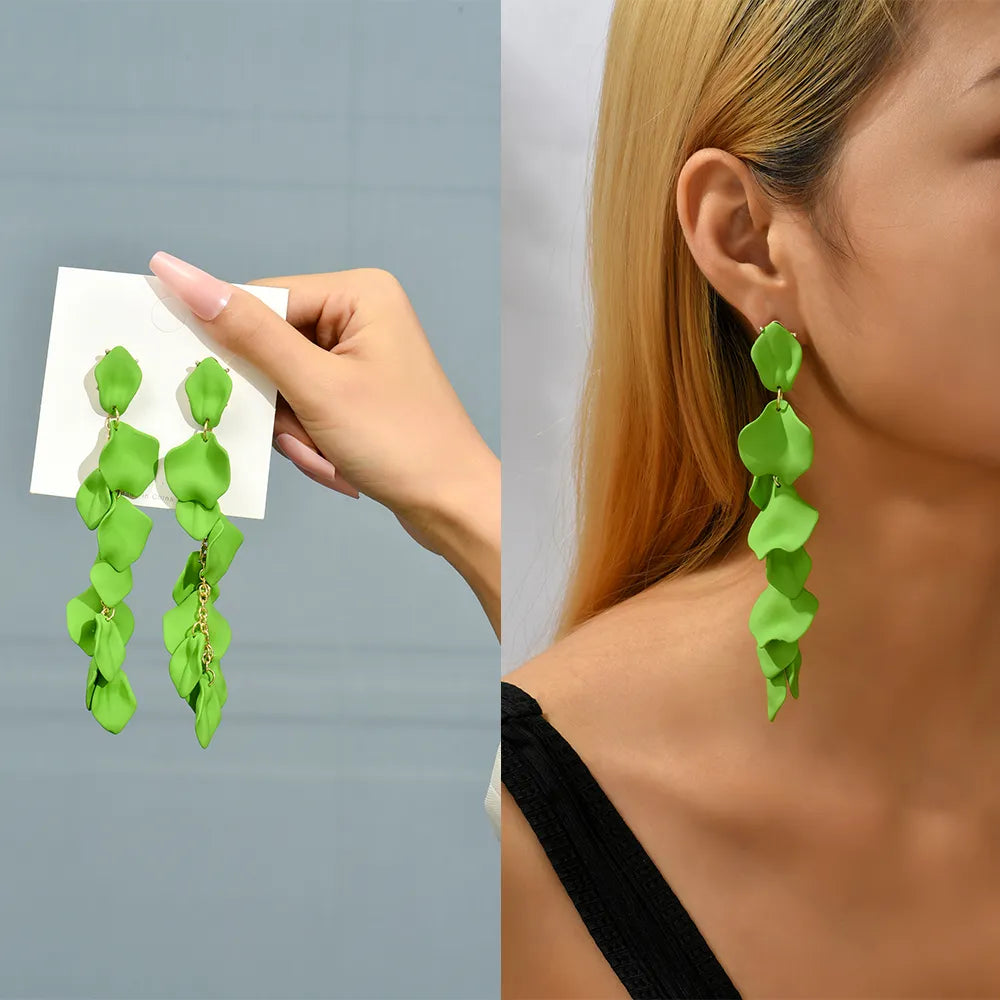 Acrylic Flower Petal Dangle Earrings