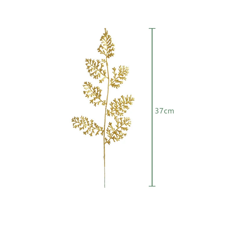 Metallic Golden Artificial Plant Leaves