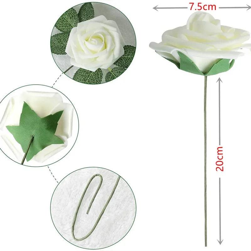 10/25/50Pcs Artificial Rose Flowers