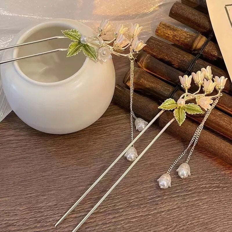 Vintage Bell Orchid Hair Sticks