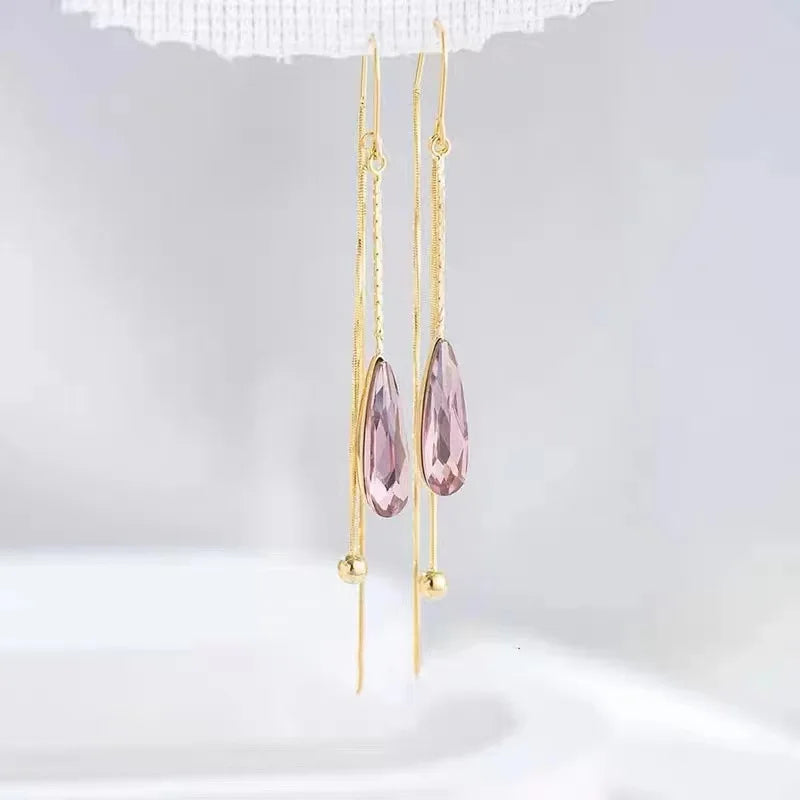 Long Crystal Drop Earrings