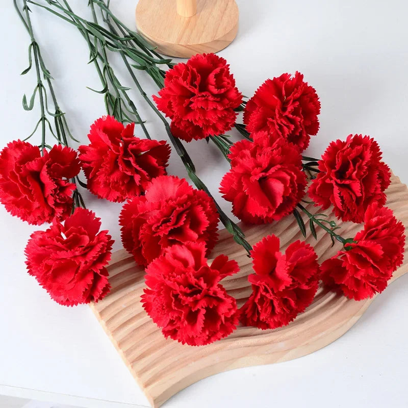 10PCS Red Artificial Carnations Bouquet