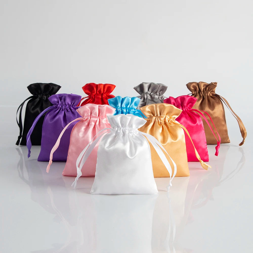 10pcs Bulk Satin Silk Drawstring Gift Pouches