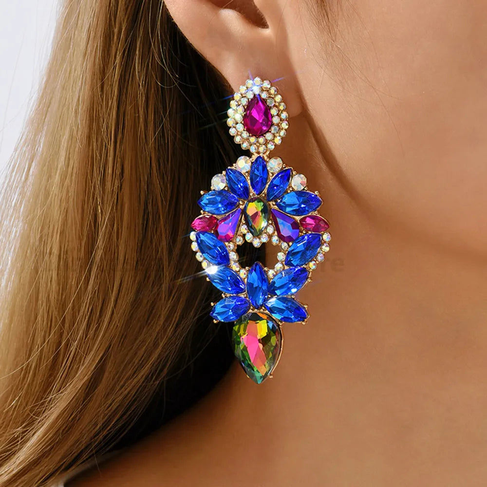 Colorful Crystal Teardrop Earrings