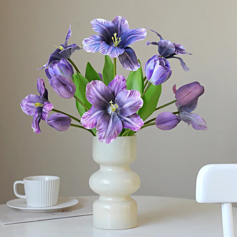 5 Heads Perfect Artificial Tulip Flowers Bouquet