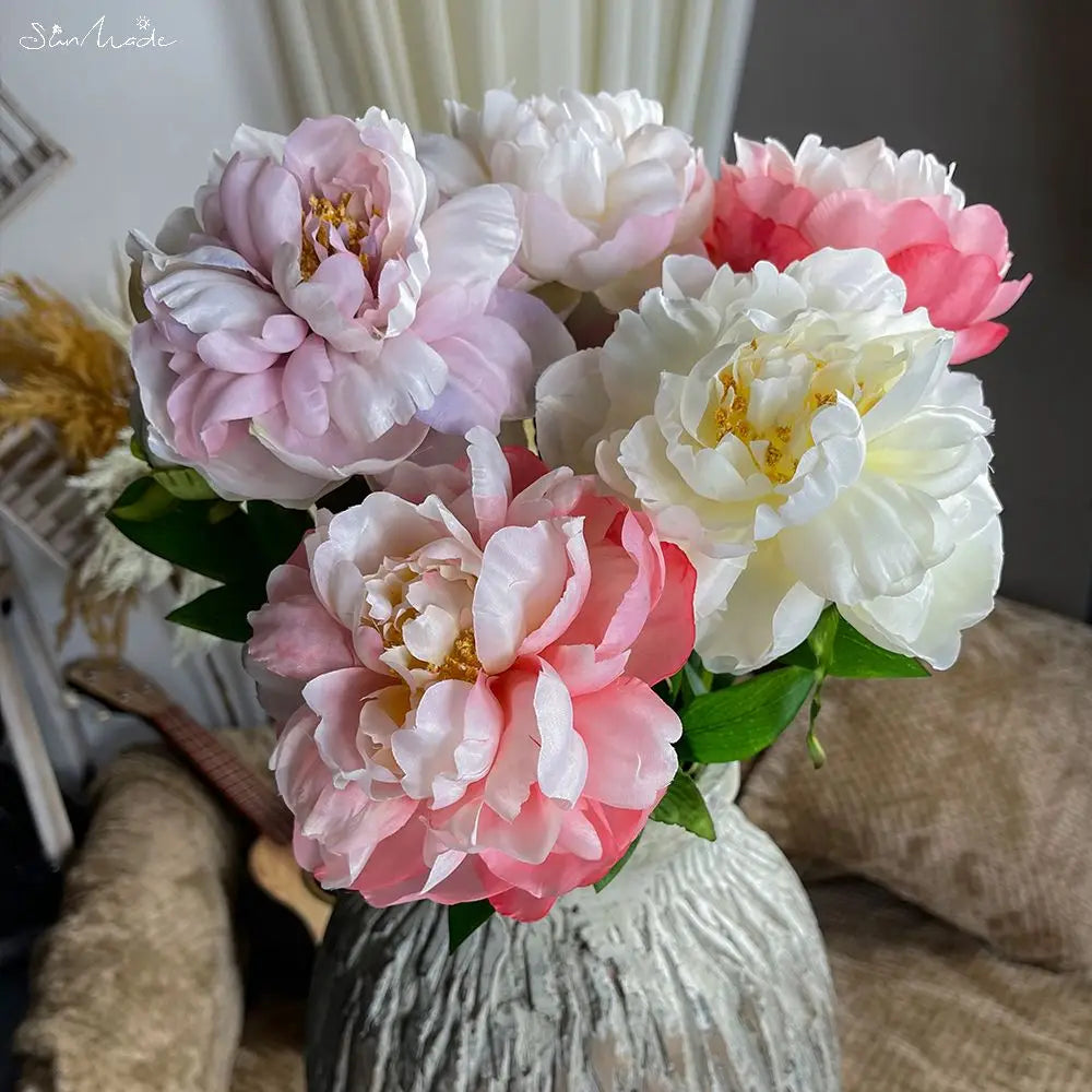 Delicate European Silk Peony Flowers