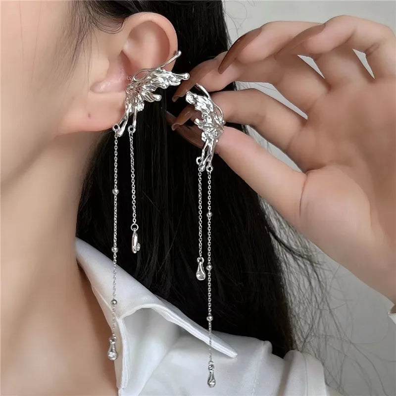 Angel Wings Butterfly Tassel Ear Cuff