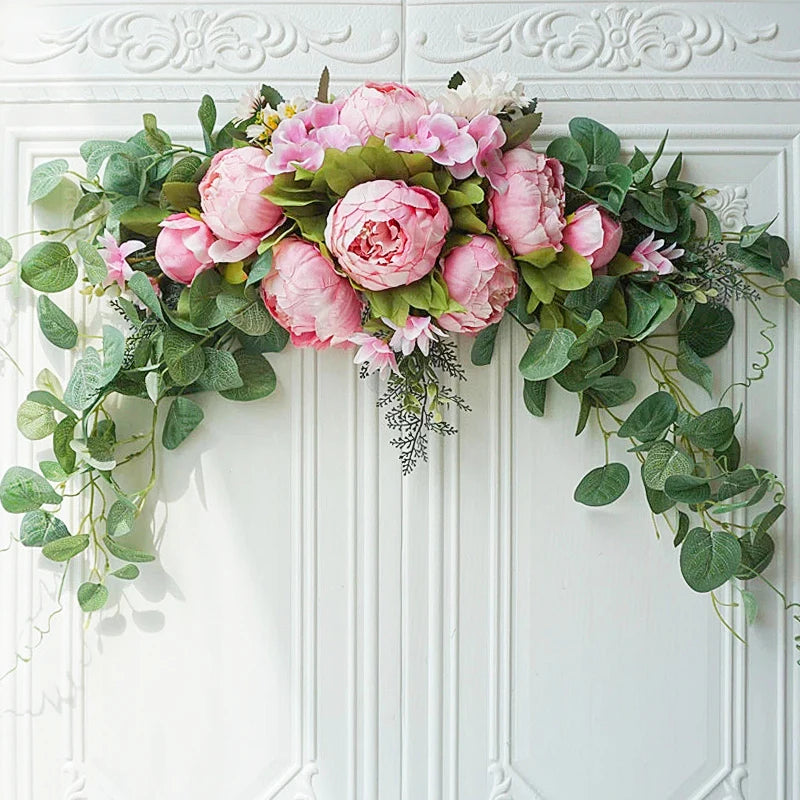 Artificial Peony Flower Threshold Wreath